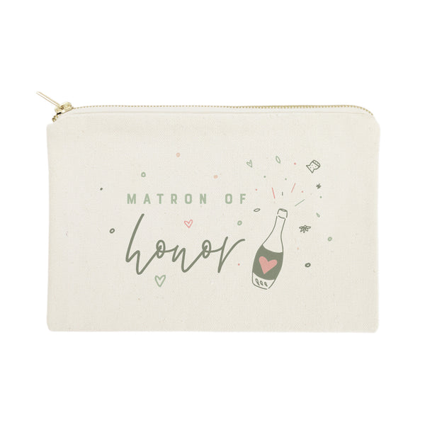 The Cotton and Canvas Co. Champagne Bottle Matron of Honor Cotton Canvas Cosmetic Bag