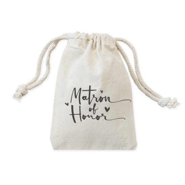 The Cotton and Canvas Co. Matron of Honor Cotton Canvas Wedding Favor Bags, 6-Pack