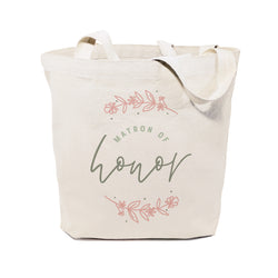 Floral Matron of Honor Wedding Cotton Canvas Tote Bag - The Cotton and Canvas Co.