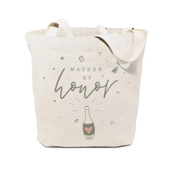 Champagne Celebration Matron of Honor Wedding Cotton Canvas Tote Bag - The Cotton and Canvas Co.