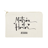 Personalized Matron of Honor Cotton Canvas Cosmetic Bag - The Cotton and Canvas Co.