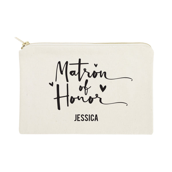 The Cotton and Canvas Co. Personalized Matron of Honor Cotton Canvas Cosmetic Bag