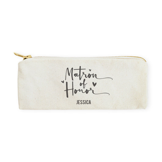 Matron of Honor Personalized Cotton Canvas Pencil Case and Travel Pouch - The Cotton and Canvas Co.