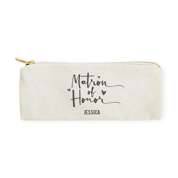 The Cotton and Canvas Co. Matron of Honor Personalized Cotton Canvas Pencil Case and Travel Pouch