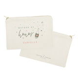 Champagne Celebration Matron of Honor Personalized Cotton Canvas Cosmetic Bag - The Cotton and Canvas Co.