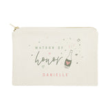 Champagne Celebration Matron of Honor Personalized Cotton Canvas Cosmetic Bag - The Cotton and Canvas Co.