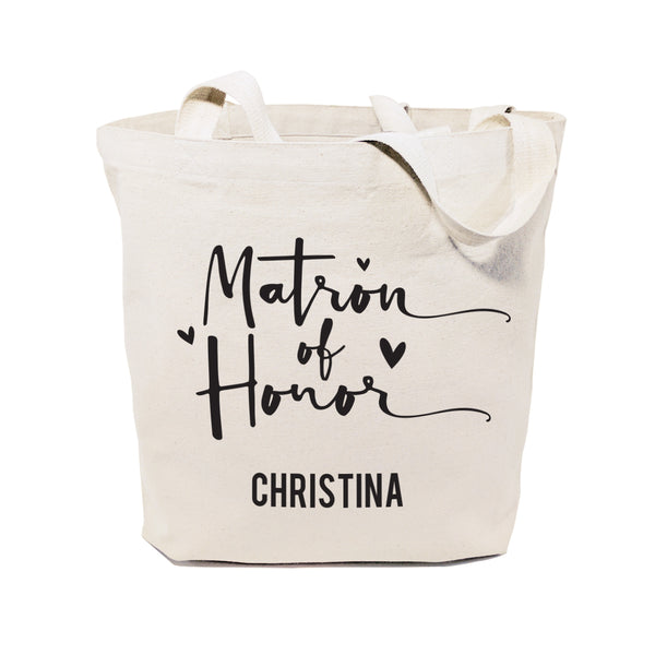The Cotton and Canvas Co. Matron of Honor Personalized Wedding Cotton Canvas Tote Bag