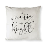 Merry and Bright Cotton Canvas Christmas Holiday Pillow Cover - The Cotton and Canvas Co.