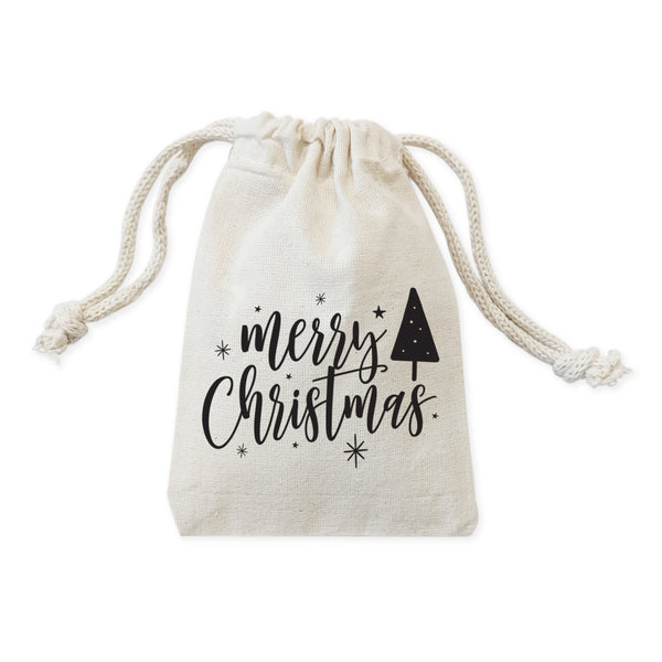 The Cotton and Canvas Co. Merry Christmas Cotton Canvas Holiday Favor Bags, 6-Pack