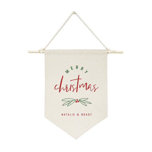 Personalized Couple Names Merry Christmas Hanging Wall Banner - The Cotton and Canvas Co.