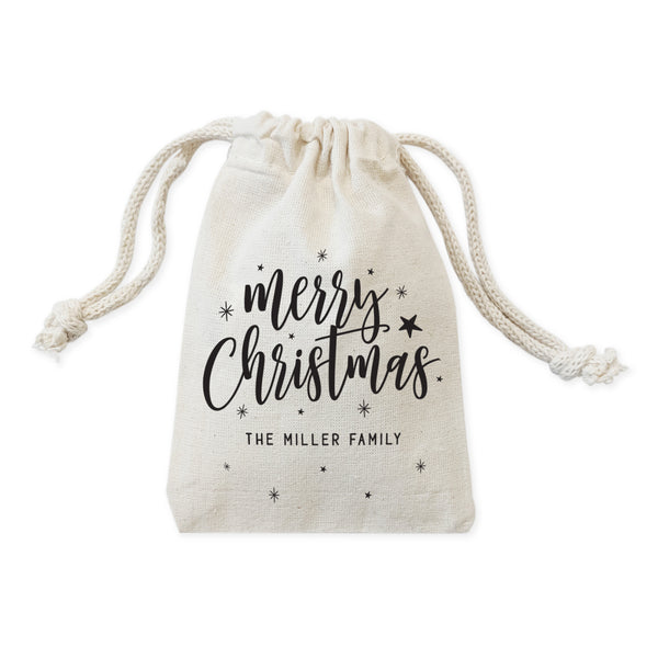The Cotton and Canvas Co. Personalized Merry Christmas Holiday Favor Bags, 6-Pack