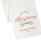 Personalized Family Last Name with Year Merry Christmas Cotton Canvas Table Runner - The Cotton and Canvas Co.