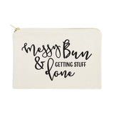 Messy Bun and Getting Stuff Done Cotton Canvas Cosmetic Bag - The Cotton and Canvas Co.