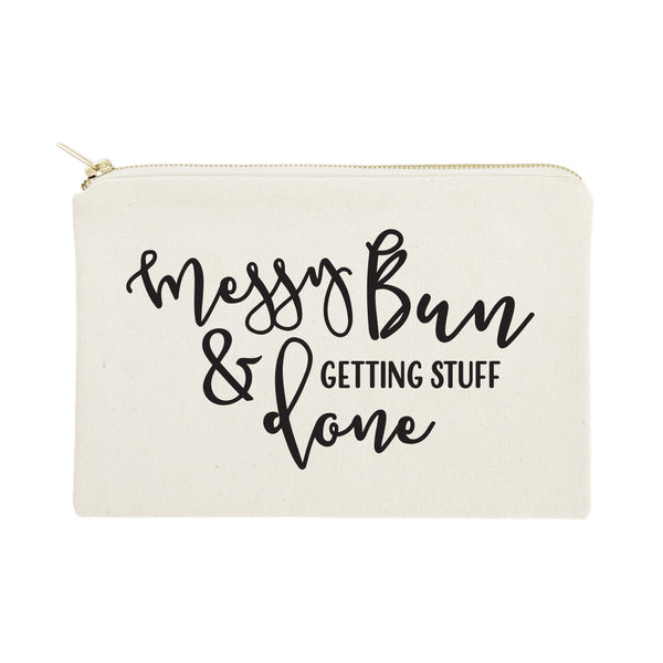 The Cotton and Canvas Co. Messy Bun and Getting Stuff Done Cotton Canvas Cosmetic Bag
