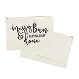 Messy Bun and Getting Stuff Done Cotton Canvas Cosmetic Bag - The Cotton and Canvas Co.