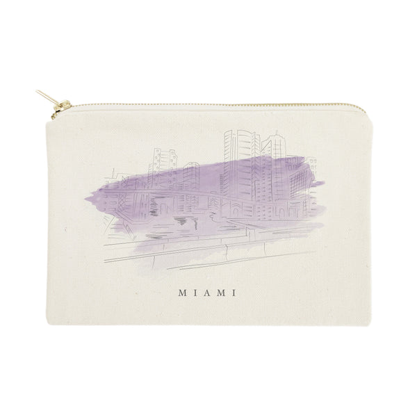 The Cotton and Canvas Co. Miami Cityscape Cotton Canvas Cosmetic Bag