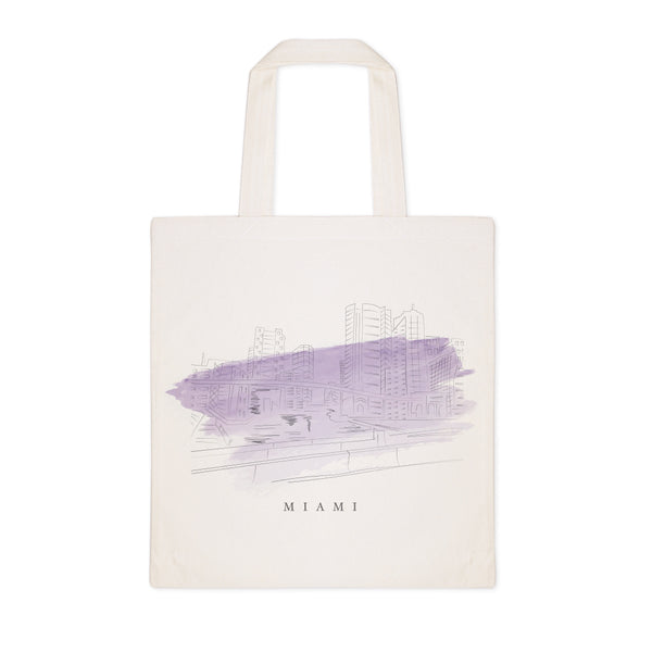 The Cotton and Canvas Co. Miami Cityscape Cotton Canvas Tote Bag