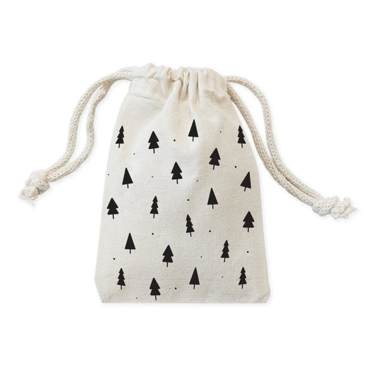 Mini Christmas Tree Cotton Canvas Holiday Favor Bags, 6-Pack - The Cotton and Canvas Co.