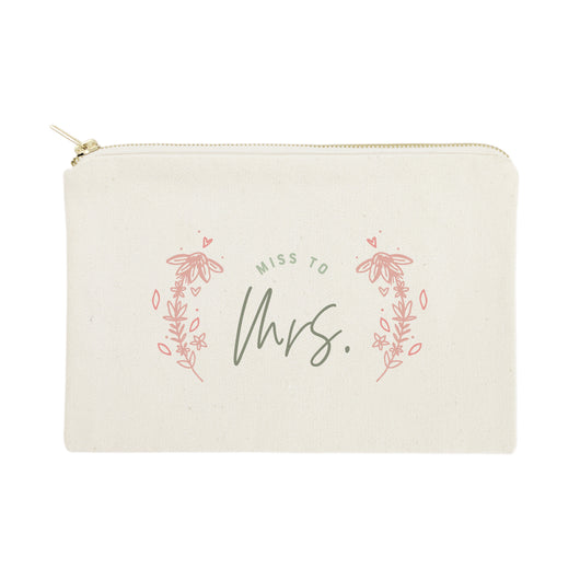 Floral Miss to Mrs. Cotton Canvas Cosmetic Bag - The Cotton and Canvas Co.