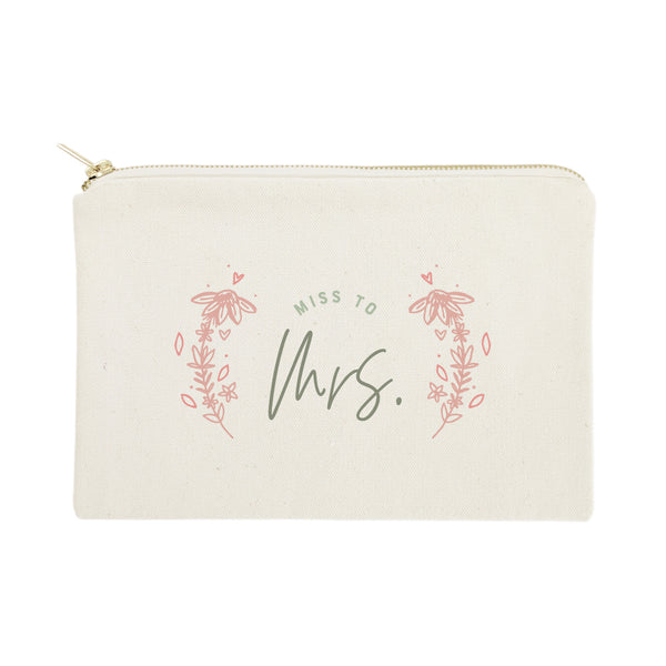 The Cotton and Canvas Co. Floral Miss to Mrs. Cotton Canvas Cosmetic Bag