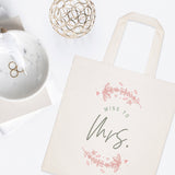 Floral Miss to Mrs. Wedding Cotton Canvas Tote Bag - The Cotton and Canvas Co.