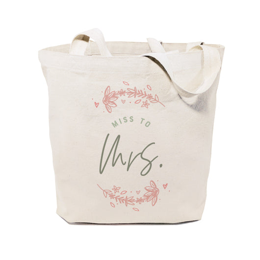 Floral Miss to Mrs. Wedding Cotton Canvas Tote Bag - The Cotton and Canvas Co.