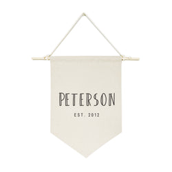 Personalized Family Name with Est. Date Modern Hanging Wall Banner - The Cotton and Canvas Co.