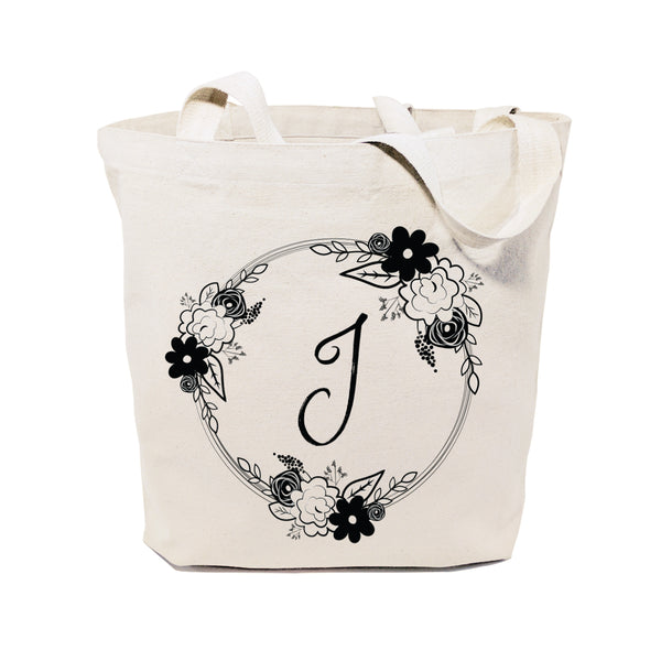 The Cotton and Canvas Co. Personalized Monogram Floral Cotton Canvas Tote Bag