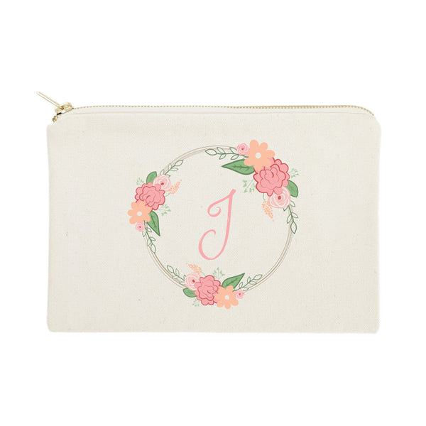 The Cotton and Canvas Co. Personalized Color Monogram Floral Cosmetic Bag and Travel Make Up Pouch