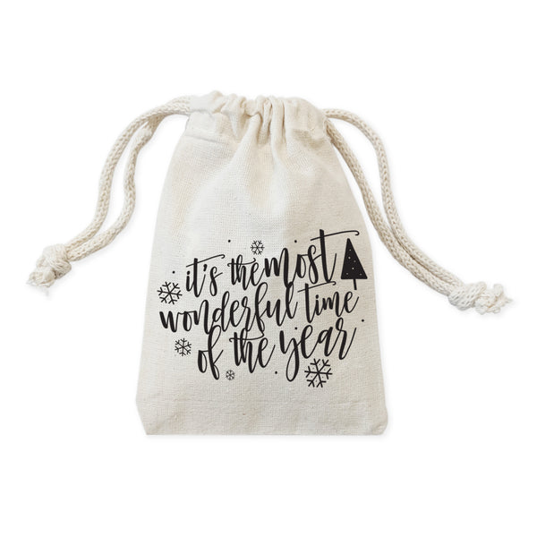 The Cotton and Canvas Co. Most Wonderful Time of the Year Christmas Holiday Favor Bags, 6-Pack