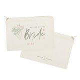 Floral Mother of the Bride Personalized Cotton Canvas Cosmetic Bag - The Cotton and Canvas Co.