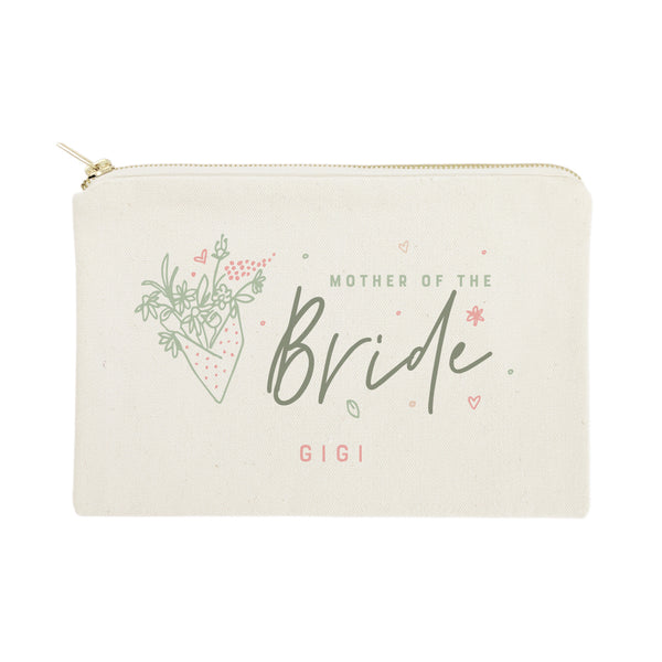 The Cotton and Canvas Co. Floral Mother of the Bride Personalized Cotton Canvas Cosmetic Bag