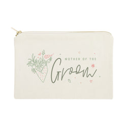 Floral Mother of the Groom Cotton Canvas Cosmetic Bag - The Cotton and Canvas Co.