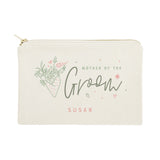 Floral Mother of the Groom Personalized Cotton Canvas Cosmetic Bag - The Cotton and Canvas Co.