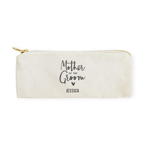 The Cotton and Canvas Co. Mother of the Groom Personalized Cotton Canvas Pencil Case and Travel Pouch