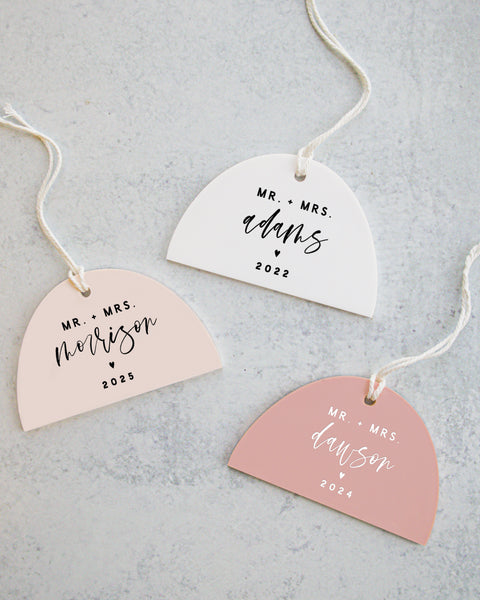 The Cotton & Canvas Co. Personalized Mr. And Mrs. With Last Name and Year Acrylic Modern Ornament