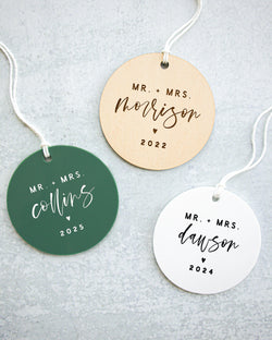 Personalized Mr. And Mrs. With Last Name and Year Acrylic Christmas Ornament