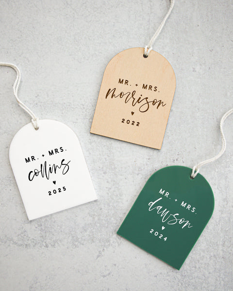 The Cotton & Canvas Co. Personalized Mr. And Mrs. With Last Name and Year Acrylic Arch Ornament