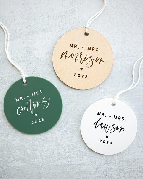 The Cotton & Canvas Co. Personalized Mr. And Mrs. With Last Name and Year Acrylic Christmas Ornament