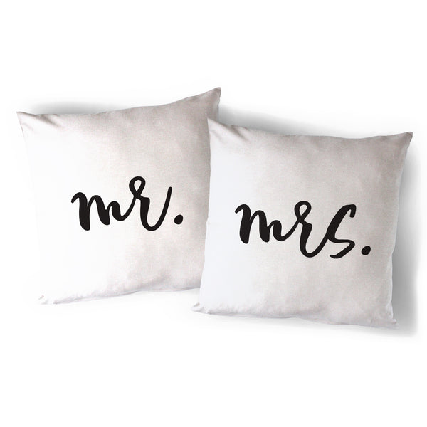 The Cotton and Canvas Co. Mr. and Mrs. Pillow Covers, 2-Pack