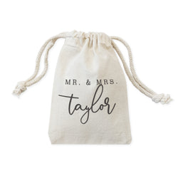 Personalized Mr. & Mrs. with Name Wedding Favor Bags, 6-Pack - The Cotton and Canvas Co.