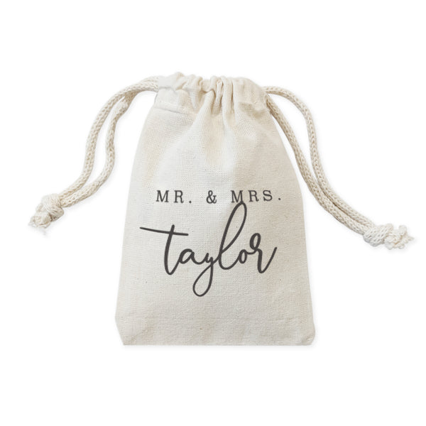 The Cotton and Canvas Co. Personalized Mr. & Mrs. with Name Wedding Favor Bags, 6-Pack