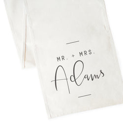 Personalized Mr. & Mrs. with Last Name Cotton Canvas Table Runner - The Cotton and Canvas Co.
