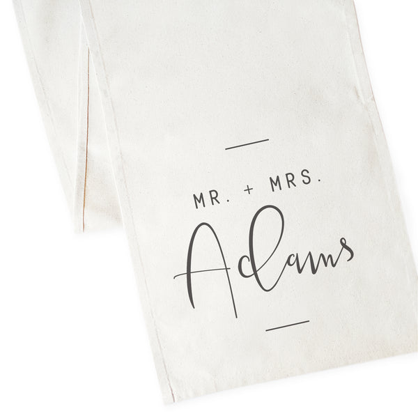 The Cotton and Canvas Co. Personalized Mr. & Mrs. with Last Name Cotton Canvas Table Runner