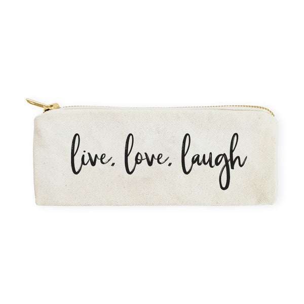 The Cotton and Canvas Co. Live, Love, Laugh Cotton Canvas Pencil Case and Travel Pouch