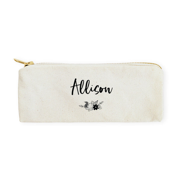 The Cotton and Canvas Co. Personalized Name Floral Cotton Canvas Pencil Case and Travel Pouch