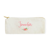 Personalized Name Colored Floral Cotton Canvas Pencil Case and Travel Pouch - The Cotton and Canvas Co.