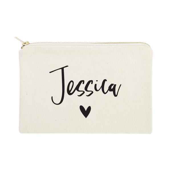 The Cotton and Canvas Co. Personalized Name Heart Cosmetic Bag and Travel Make Up Pouch
