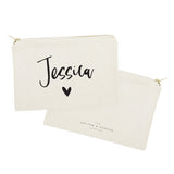 Personalized Name Heart Cosmetic Bag and Travel Make Up Pouch - The Cotton and Canvas Co.