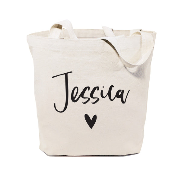 The Cotton and Canvas Co. Personalized Heart Name Cotton Canvas Tote Bag